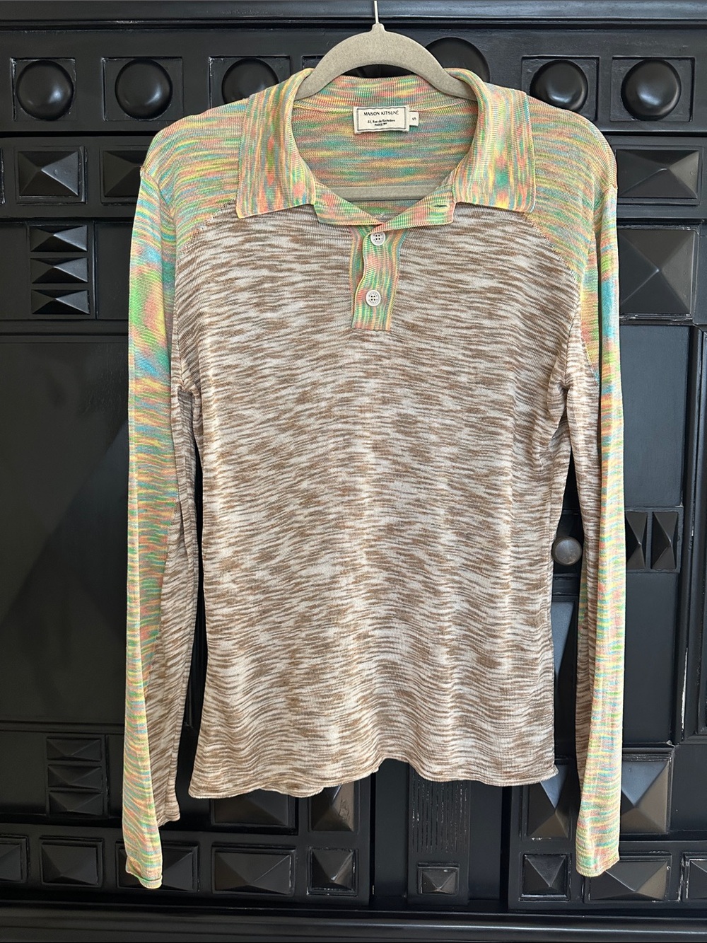 Maison Kitsune Rainbow Knit Collar Top Small